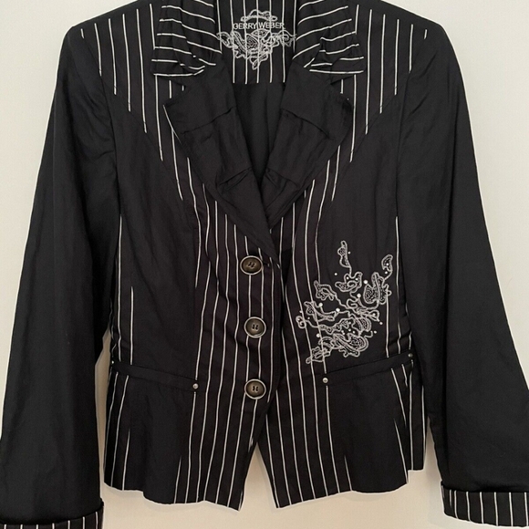 Gerry Weber Balck White Two Button Blazer Size 42 or US 12 - Picture 1 of 7